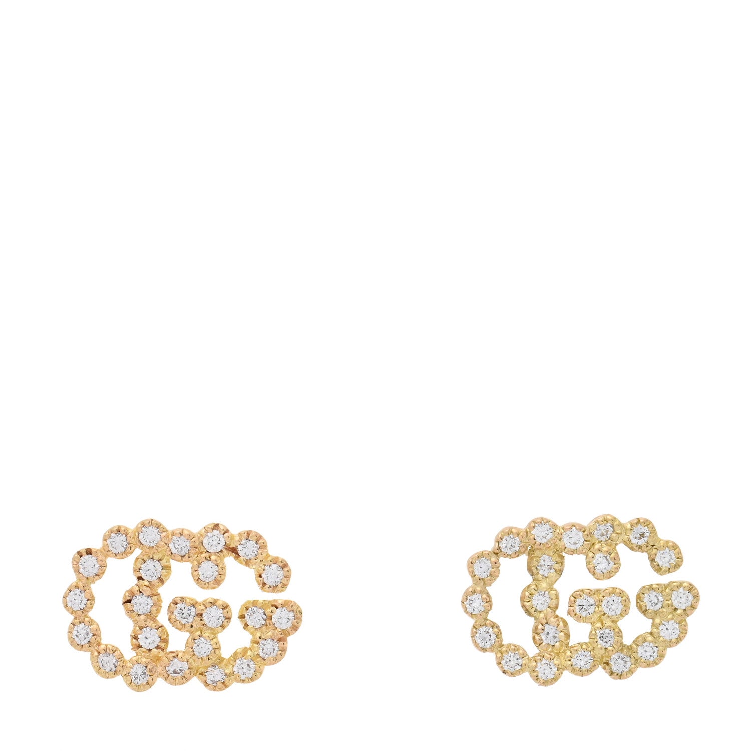 Gucci 18K Yellow Gold Diamond Running G Earrings 1 of 4