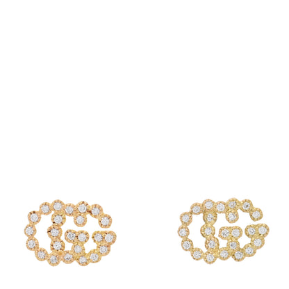 Gucci 18K Yellow Gold Diamond Running G Earrings 1 of 4