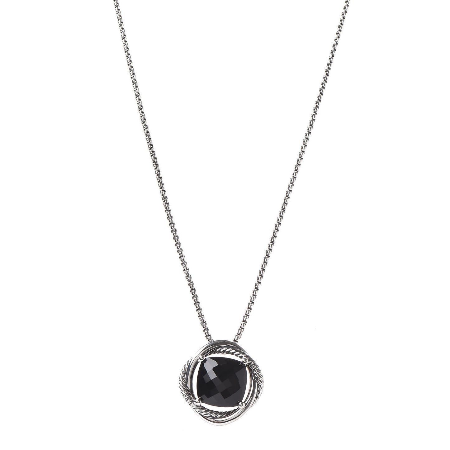 Sterling Silver Black Onyx 14mm Infinity Pendant Necklace