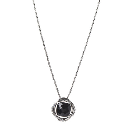 David Yurman Sterling Silver Black Onyx 14mm Infinity Pendant Necklace 1 of 6