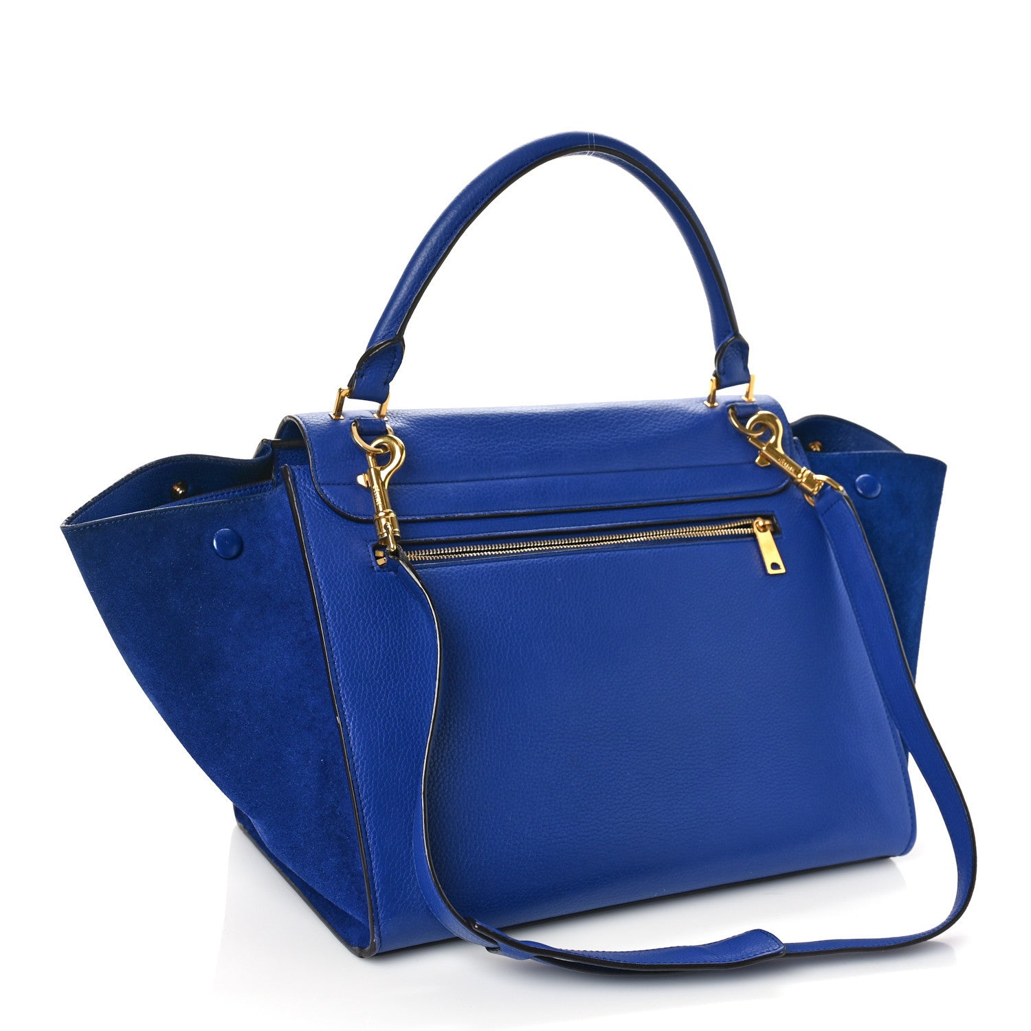 Celine Drummed Calfskin Suede Medium Trapeze Indigo 2 of 5