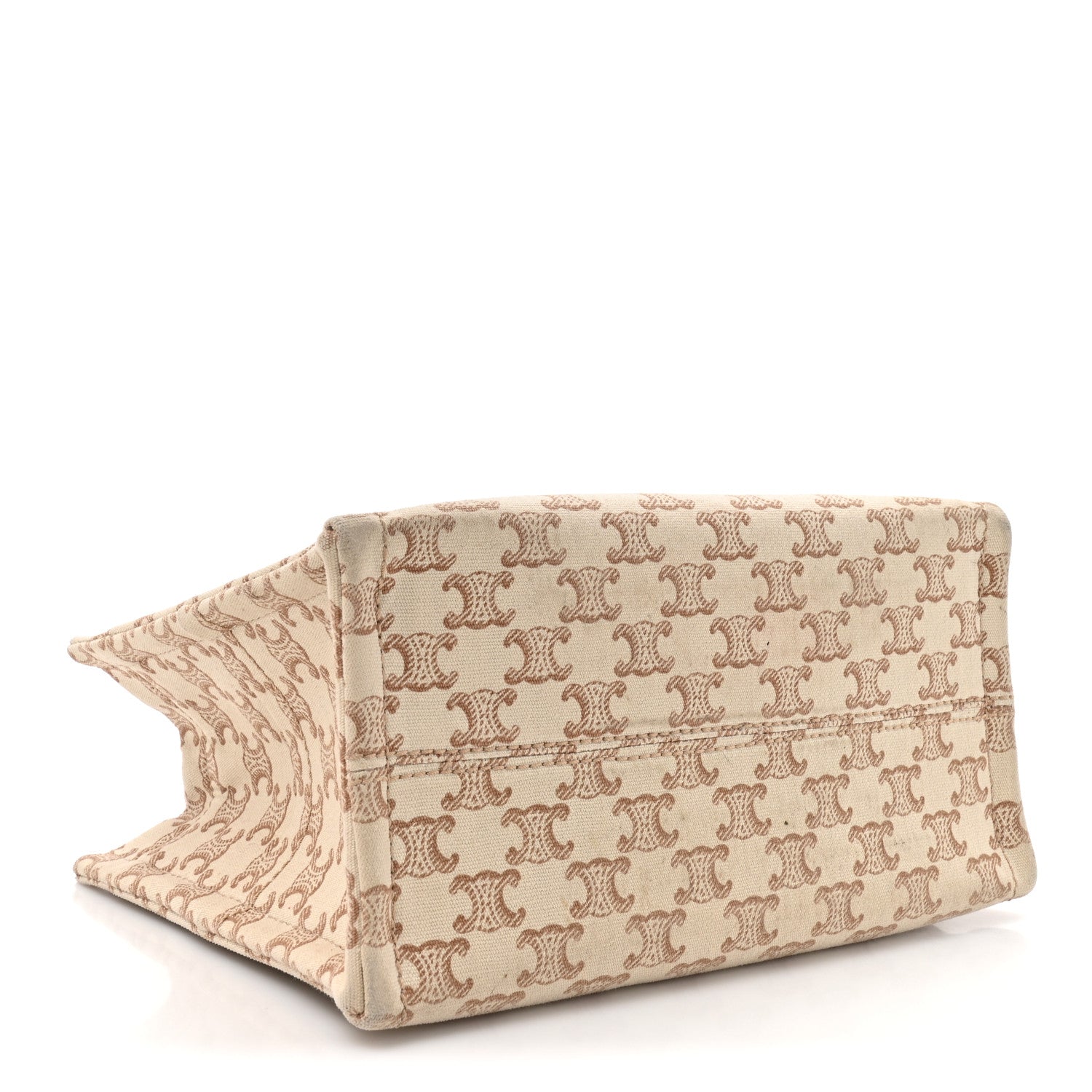 Celine Canvas Calfskin Triomphe Print Small Cabas Thais White 4 of 16