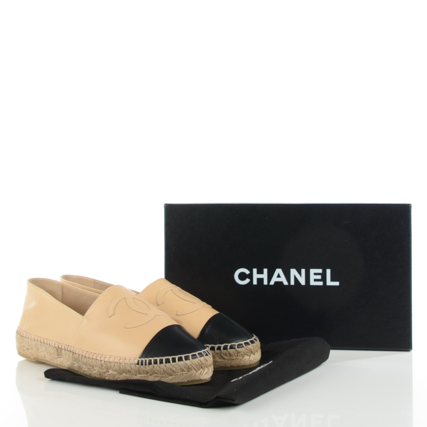 Lambskin CC Espadrilles 39 Beige Black