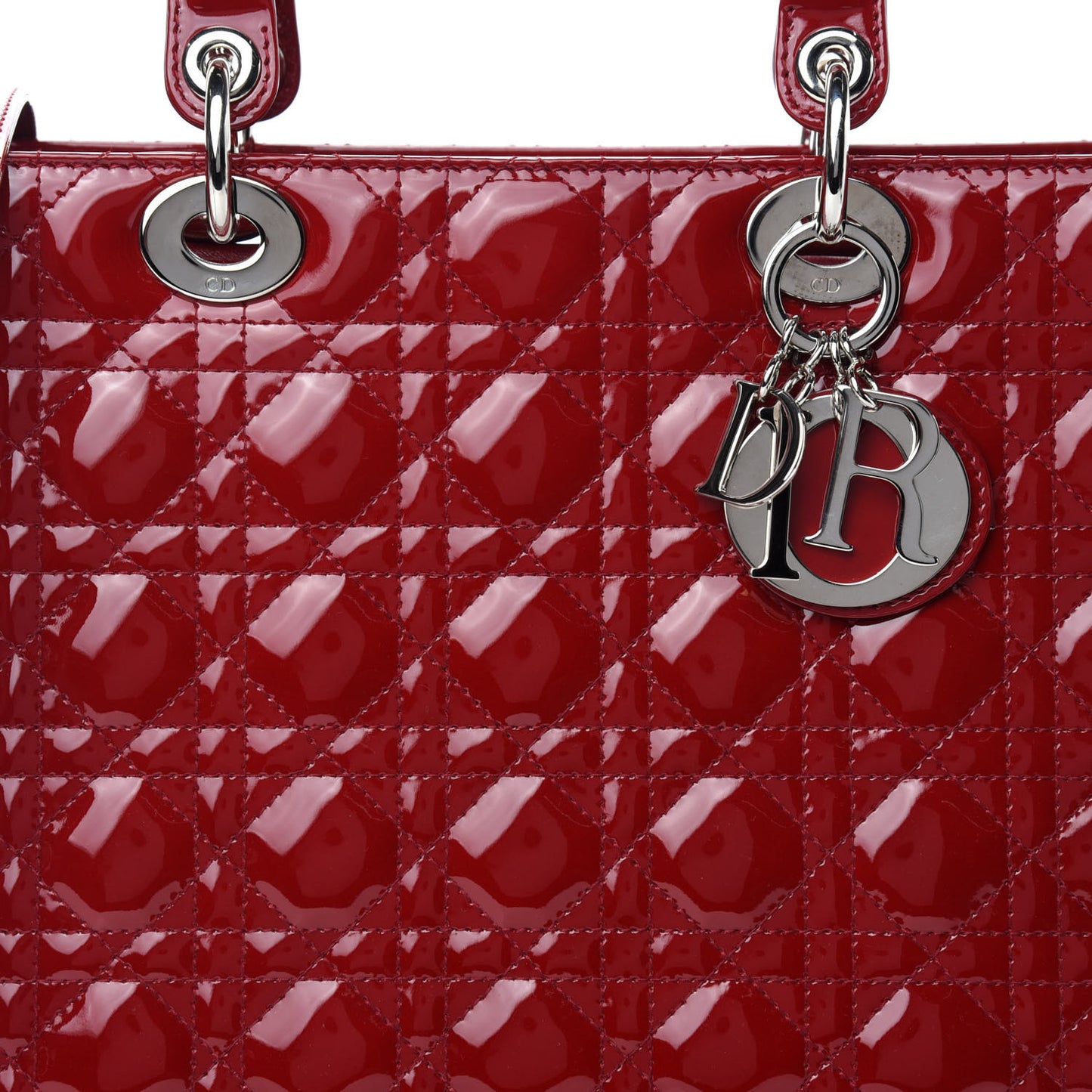Patent Cannage Large Lady Dior Red