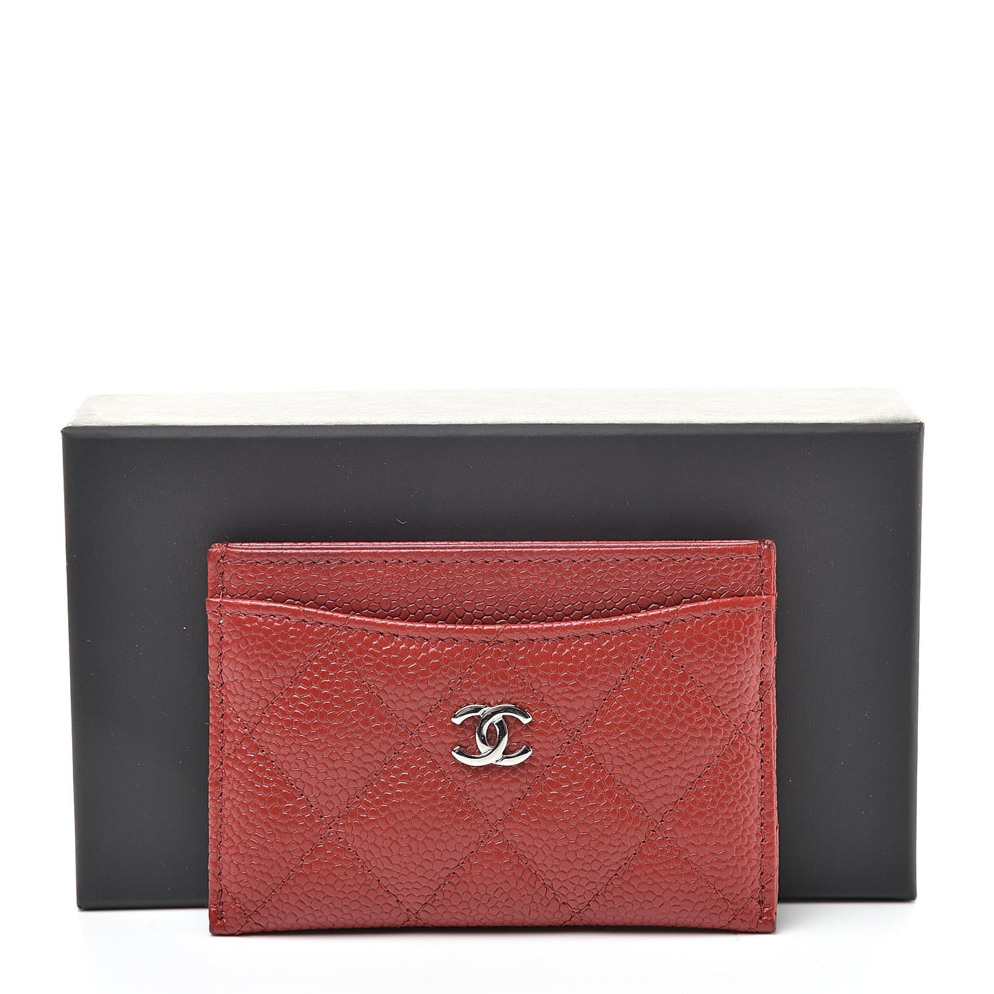 Caviar Quilted Card Holder Red