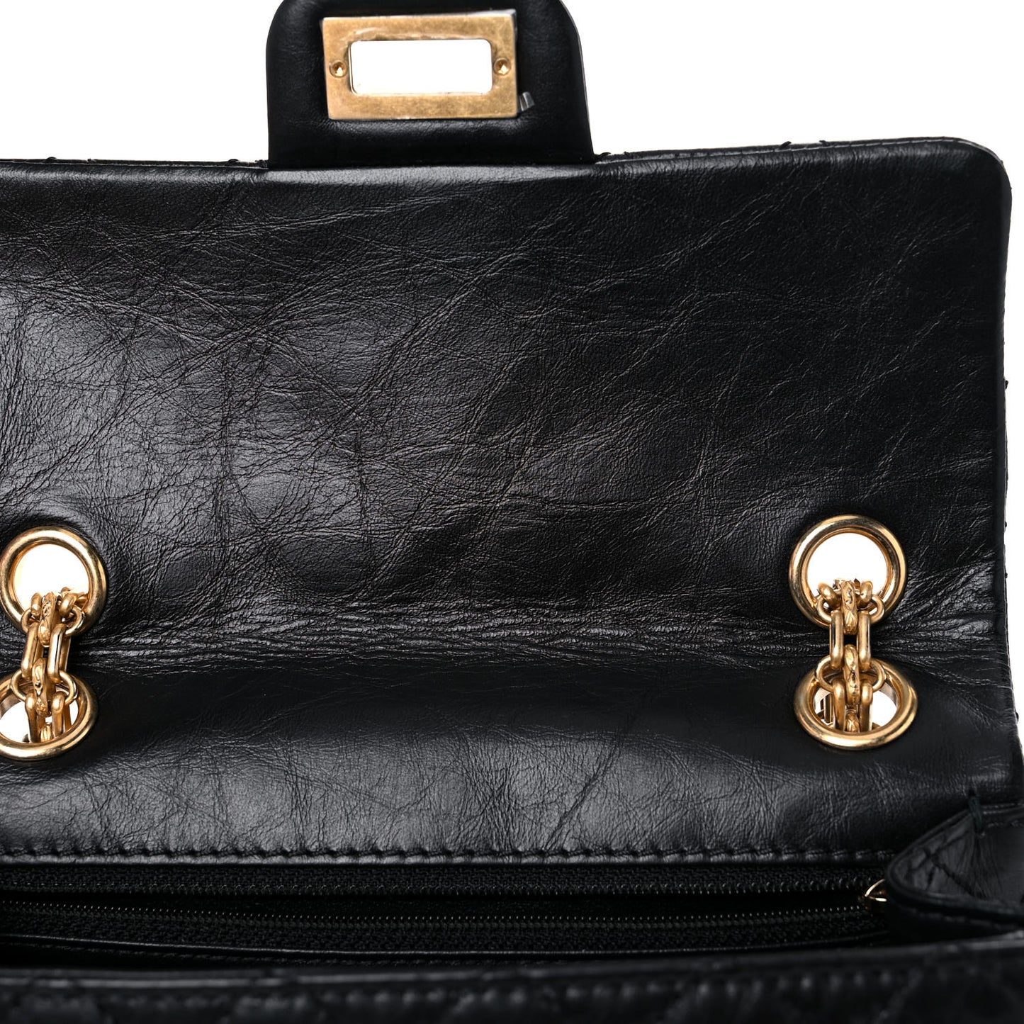 Aged Calfskin Quilted 2.55 Reissue Mini Flap Black