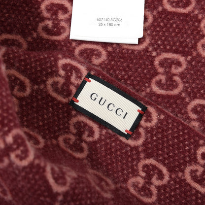 Gucci Wool Tricot GG Monogram Lady Longfog Scarf Roseate Bordeaux 3 of 4