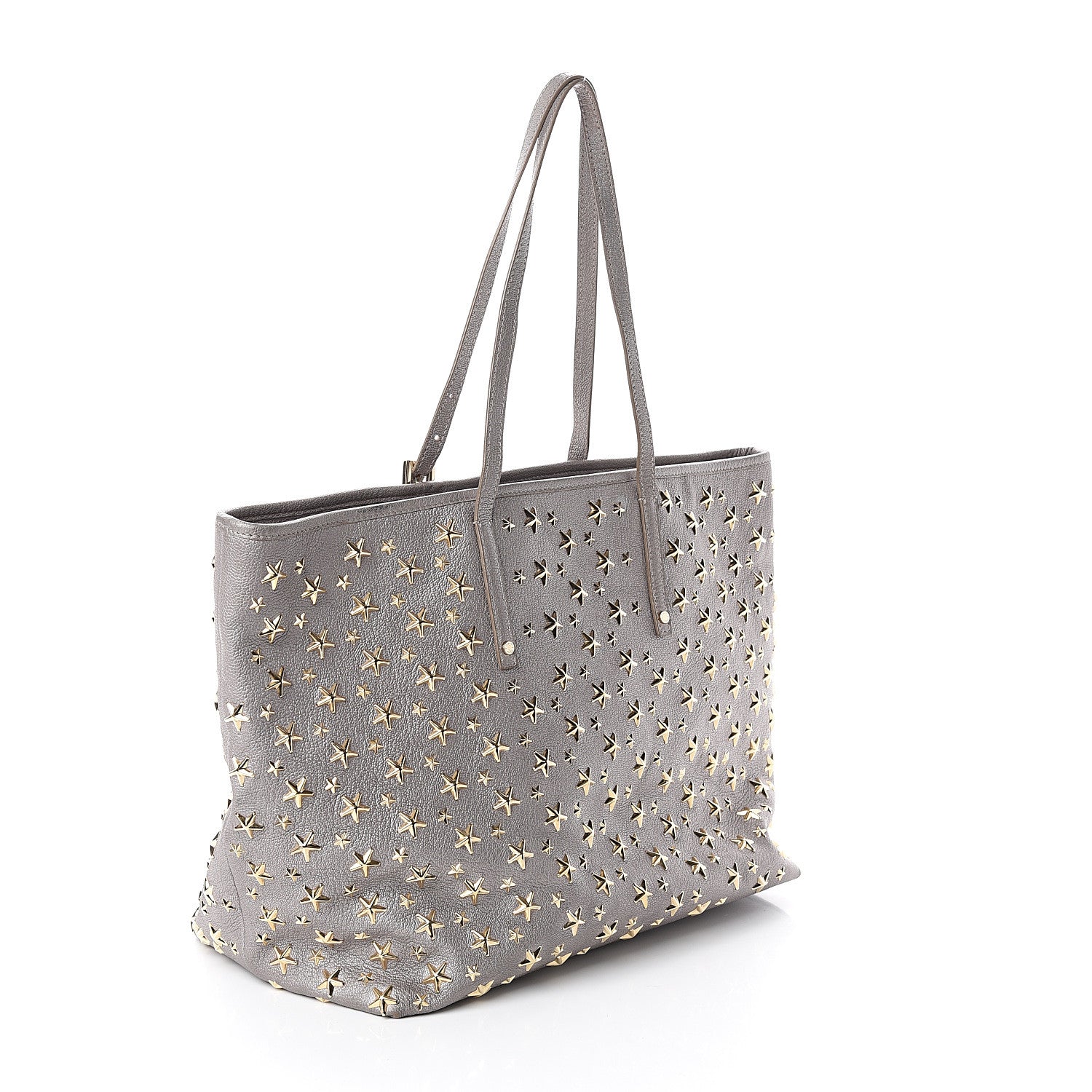 Jimmy Choo Metallic Calfskin Sasha Star Studded Tote Silver 2 of 8