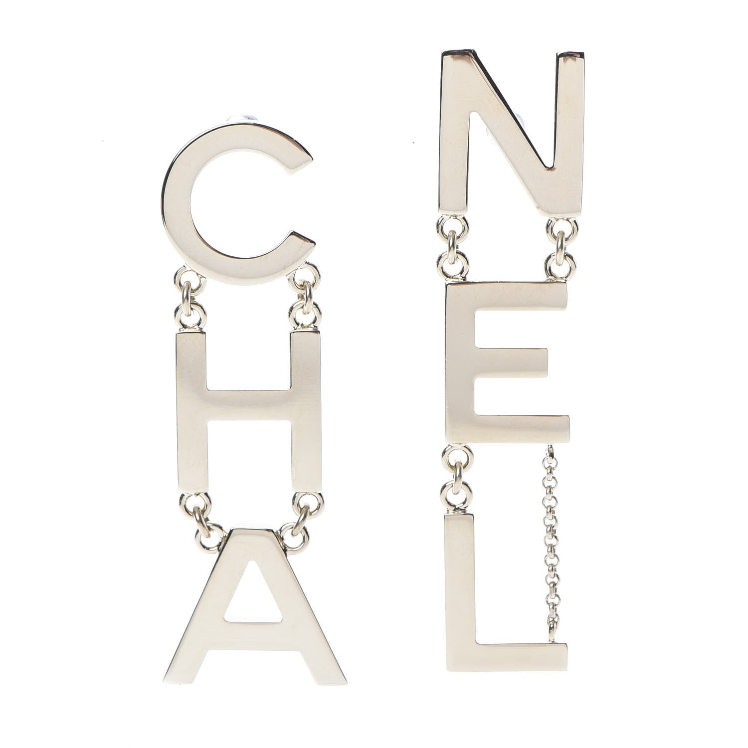Chanel Metal Cha-Nel Logo Drop Earrings Gold 1 of 5