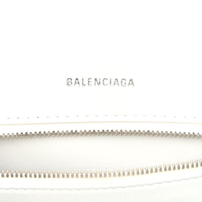 Balenciaga Matte Calfskin Snake Embossed Tonal B Small Hourglass Top Handle Bag Optic White 6 of 11
