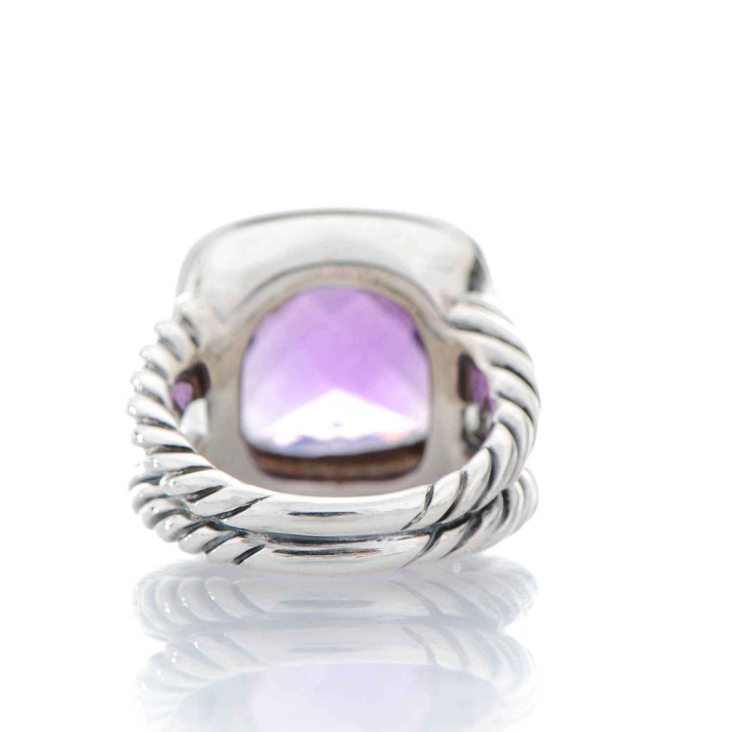 David Yurman Sterling Silver Diamond Amethyst 14mm Albion Ring 54 7 4 of 7