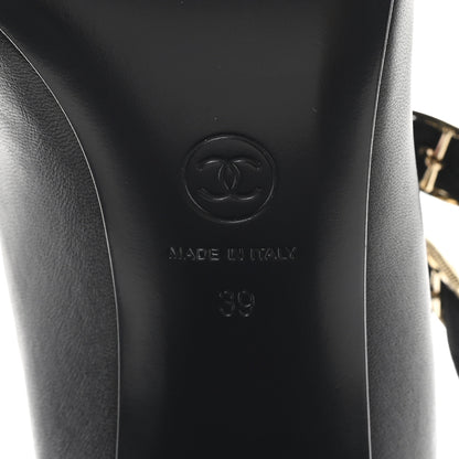 Chanel Lambskin Grosgrain Metal Mary Jane Pumps 39 Black 7 of 10