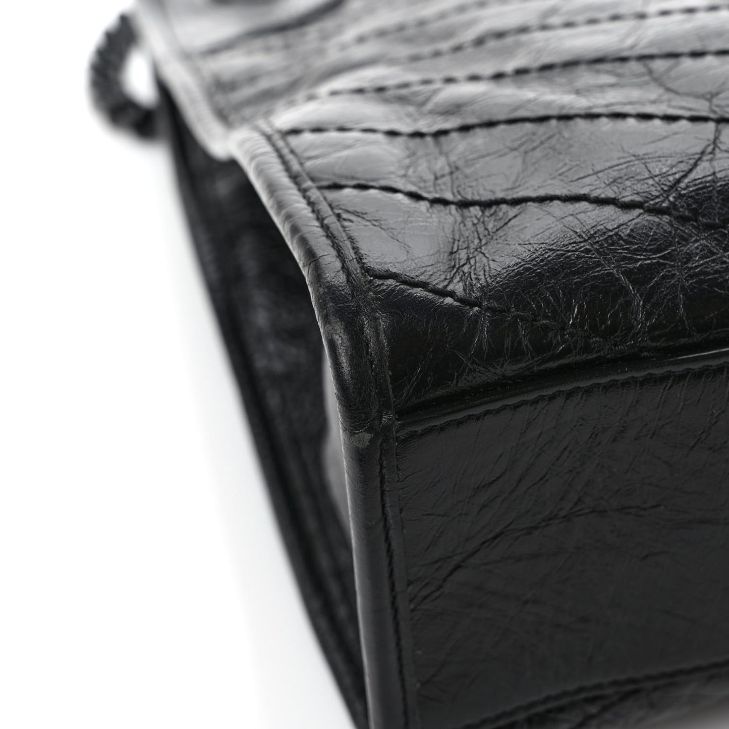 Crinkled Calfskin Matelasse Monogram Medium Niki Shopper Tote Black