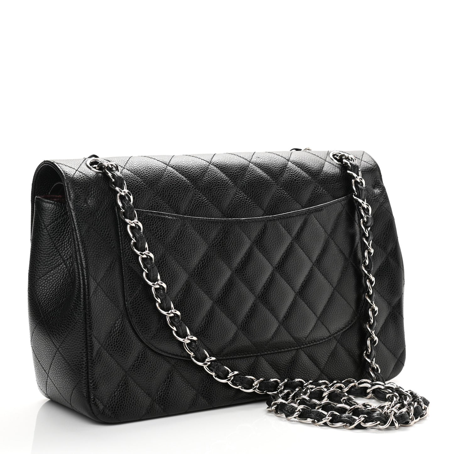 Caviar Quilted Jumbo Double Flap Black