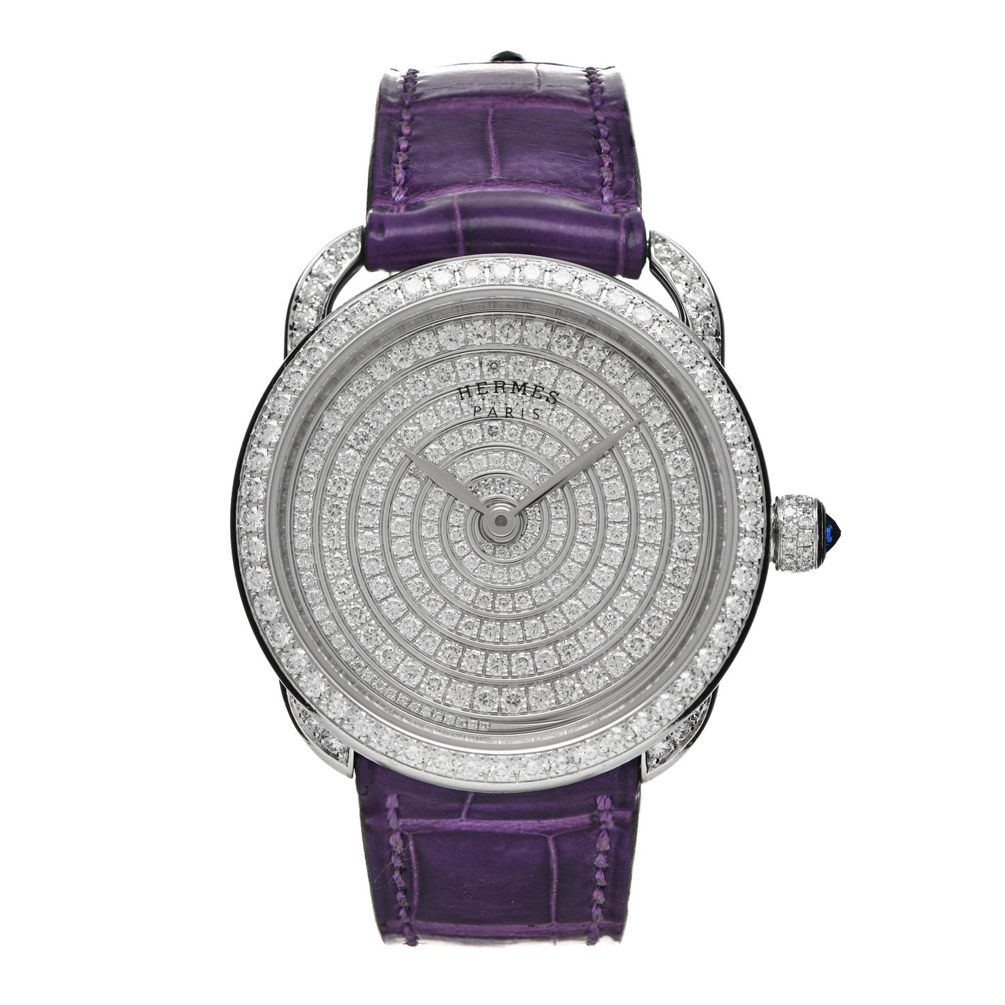 18K White Gold Alligator Diamond 32mm Arceau Automatic Watch Amethyst