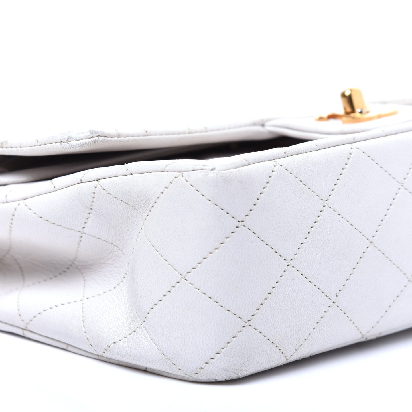 Lambskin Quilted Medium Double Flap White