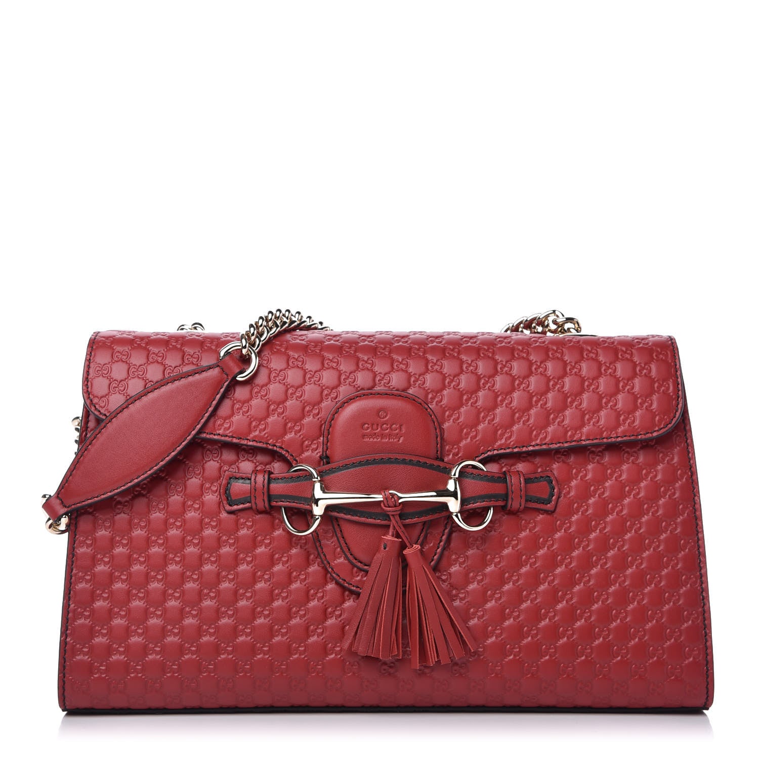 Gucci Microguccissima Medium Emily Chain Shoulder Bag Red 1 of 11