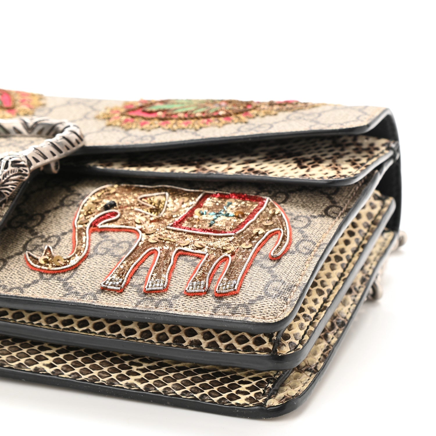 Gucci GG Supreme Monogram Elaphe Elephant Embroidered Small Dionysus Shoulder Bag 6 of 15