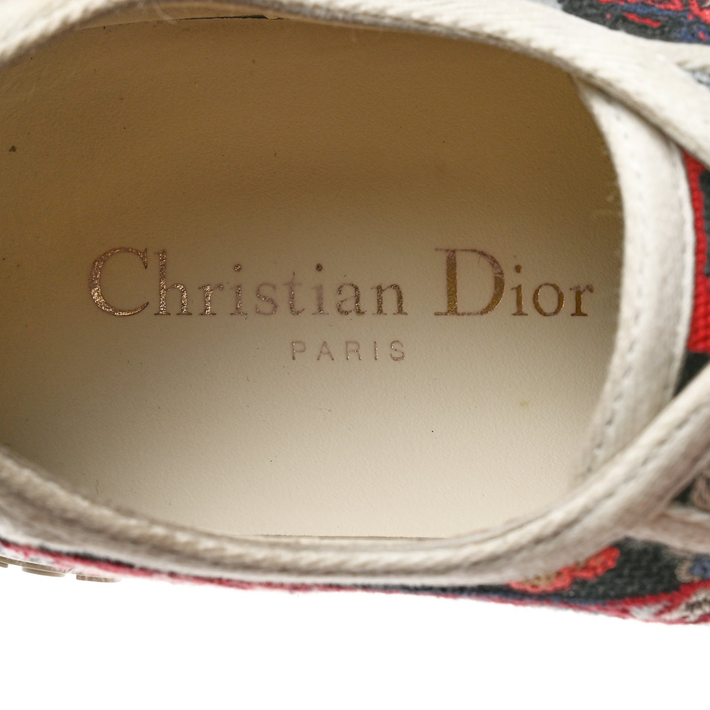 Cotton Floral Pop Embroidered Walk'N'Dior Low Top Sneakers 37 Red Multicolor