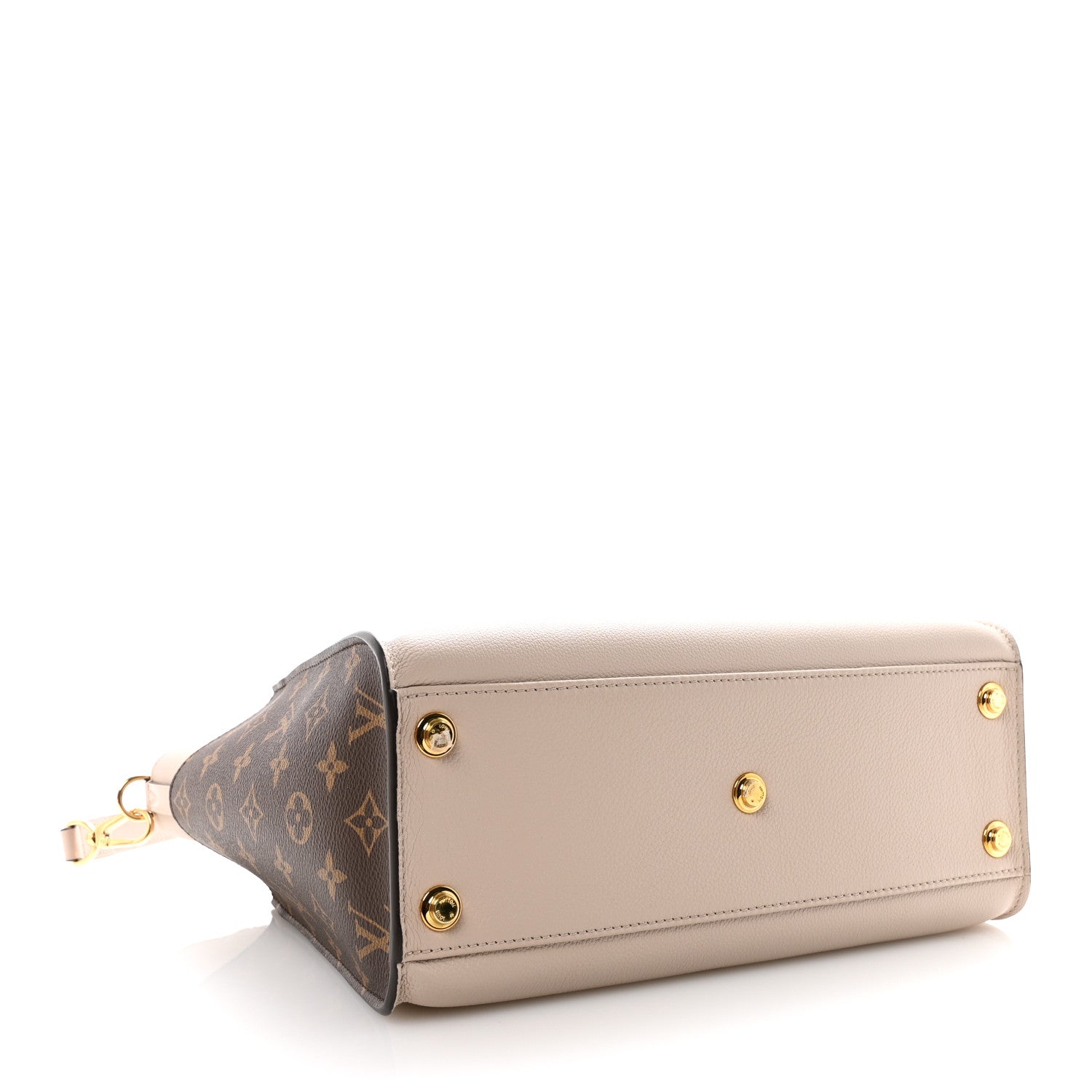 Louis Vuitton Calfskin Monogram On My Side MM Greige 4 of 9