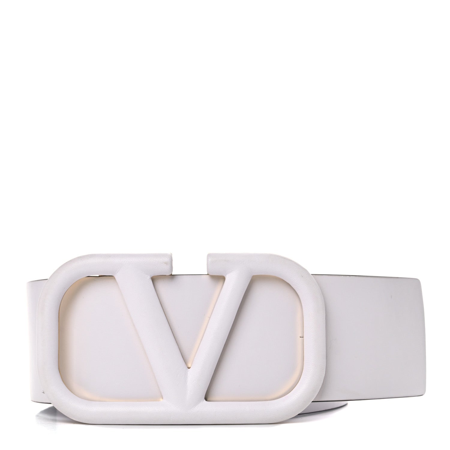 Valentino Garavani Lambskin 70mm VLogo Belt 110 44 White 1 of 7