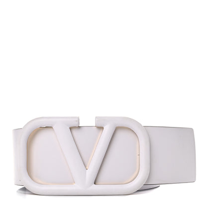 Valentino Garavani Lambskin 70mm VLogo Belt 110 44 White 1 of 7