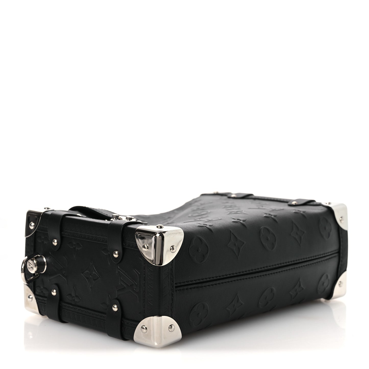 Calfskin Debossed Monogram Side Trunk Black