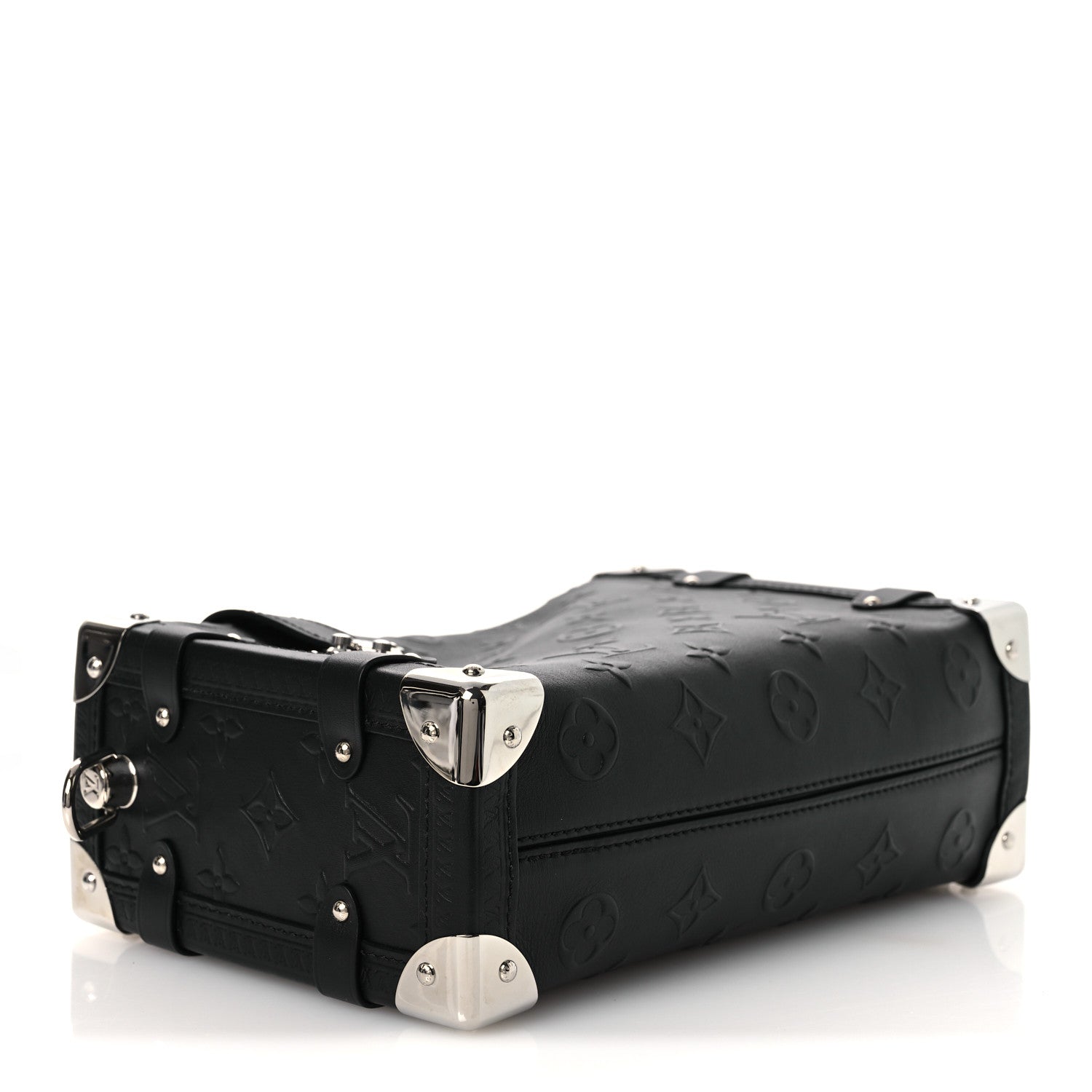 Louis Vuitton Calfskin Debossed Monogram Side Trunk Black 4 of 11