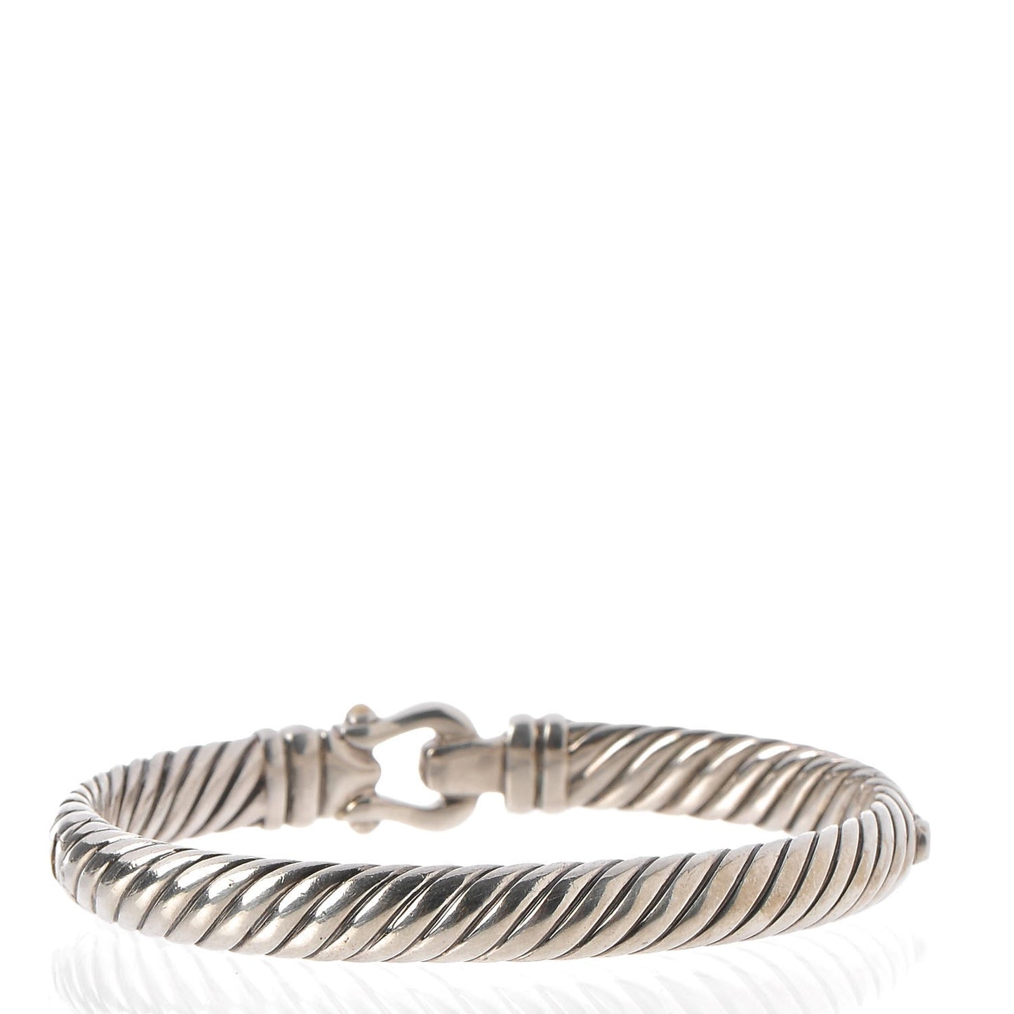 Sterling Silver 18K Yellow Gold 7mm Cable Buckle Bracelet