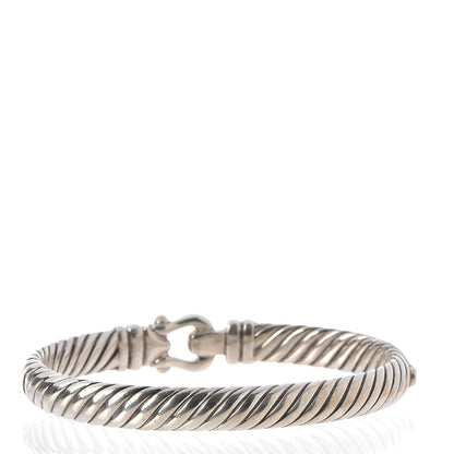 David Yurman Sterling Silver 18K Yellow Gold 7mm Cable Buckle Bracelet 3 of 5