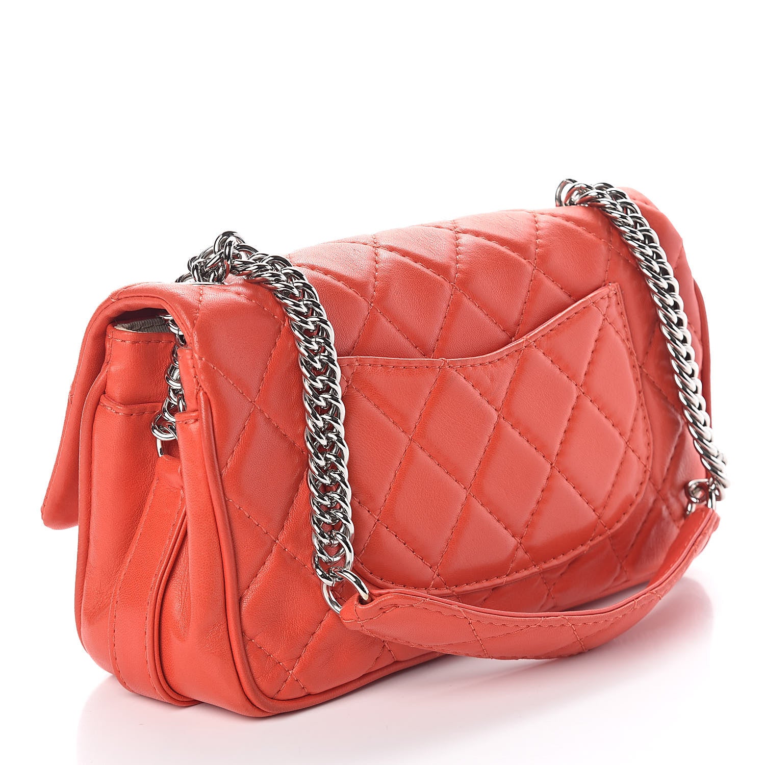 Chanel Lambskin Quilted Medium Icons Secret Label Flap Coral 3 of 10