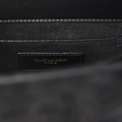 Saint Laurent Suede Leopard Print Mini Classic Monogram Cassandra Top Handle Manto Naturale Black 9 of 10