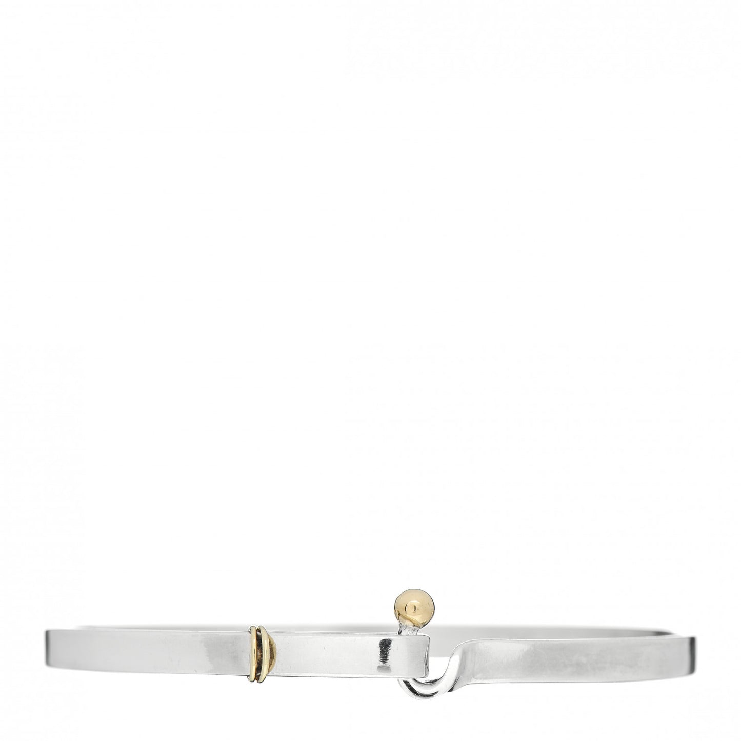 Sterling Silver 18K Yellow Gold Hook Eye Bangle Bracelet