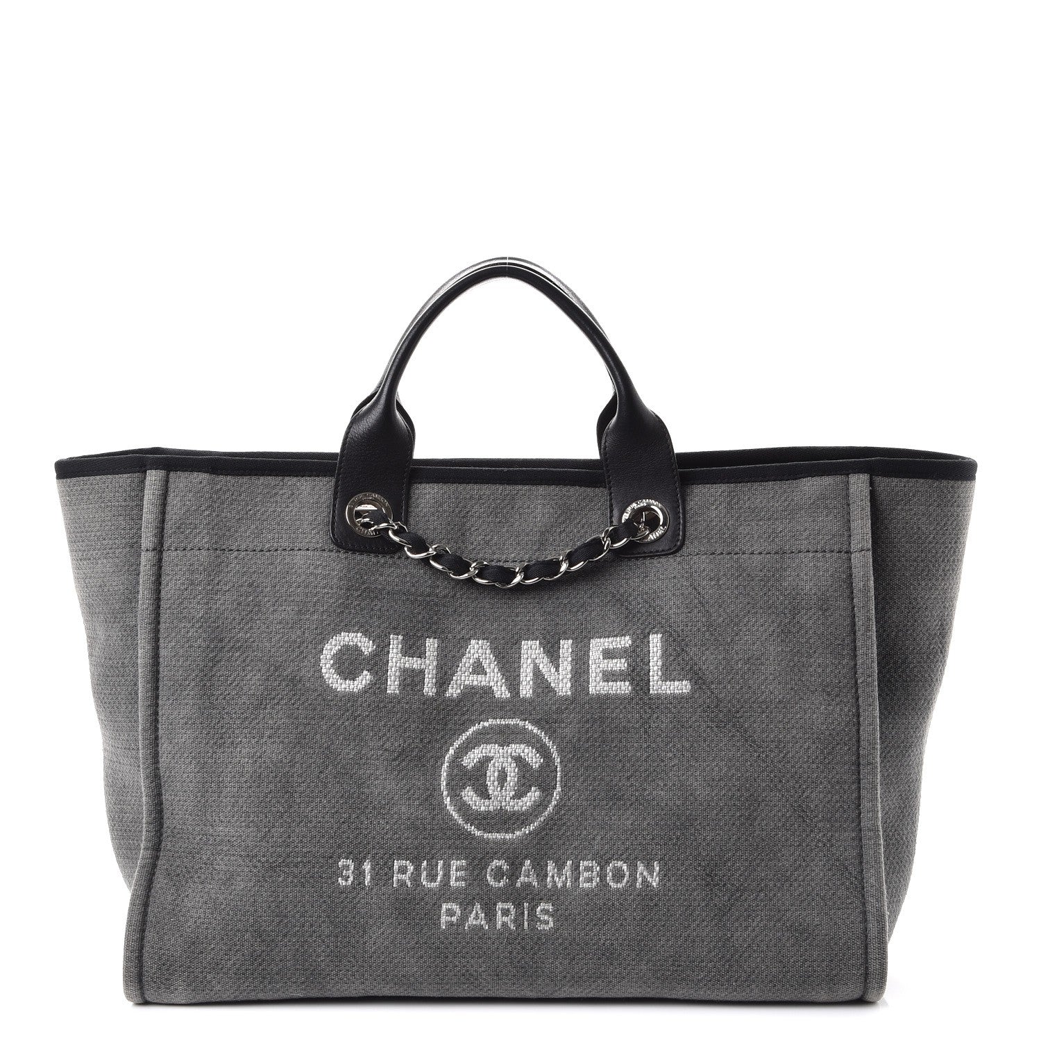 Chanel Canvas Large Deauville Tote Grey 1 of 8