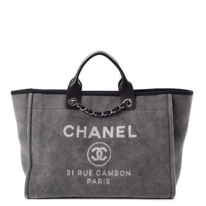 Chanel Canvas Large Deauville Tote Grey 1 of 8