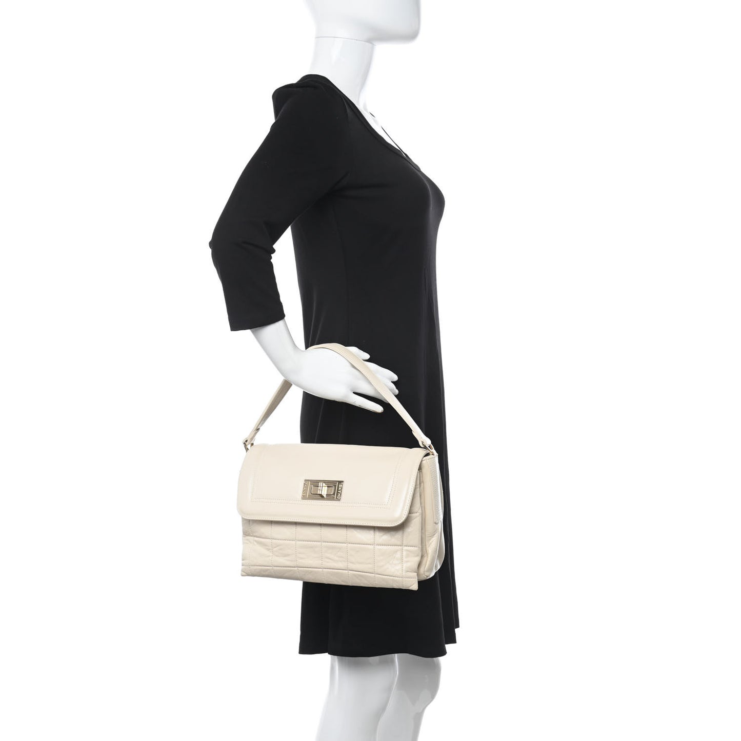 Lambskin Chocolate Bar Shoulder Bag White