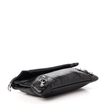 Balenciaga Agneau Giant 12 Silver Hardware Envelope Strap Clutch Black 4 of 10