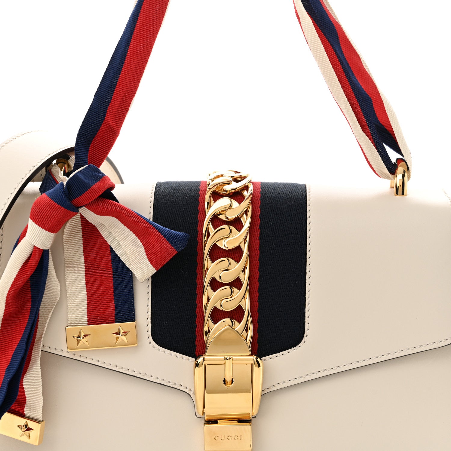 Gucci Calfskin Small Sylvie Shoulder Bag Off White 7 of 12