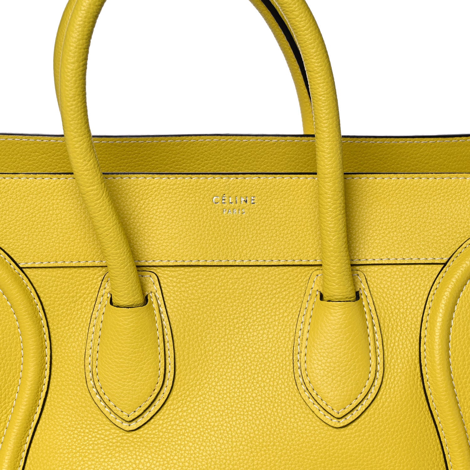 Celine Drummed Calfskin Mini Luggage Citron 8 of 13