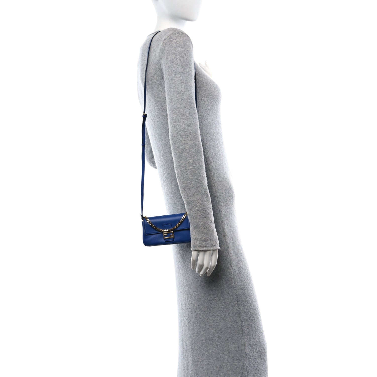 Fendi Shiny Nappa Micro Baguette Blue Neon 2 of 16