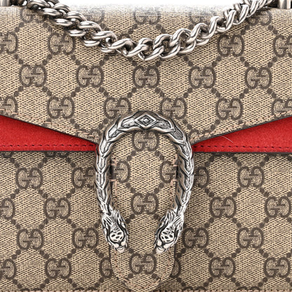 Gucci GG Supreme Monogram Suede Mini Dionysus Shoulder Bag Beige Ebony Vulcanic Red 7 of 9