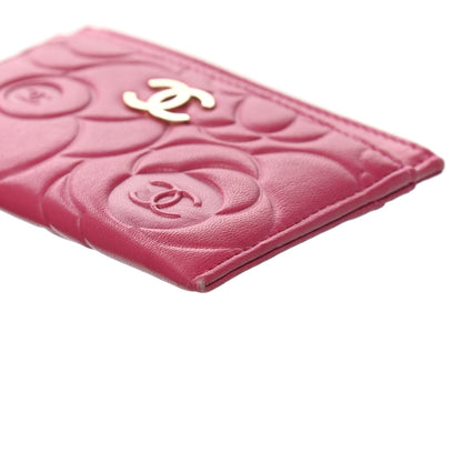 Chanel Lambskin Camellia Embossed Card Holder Fuchsia 9 of 13