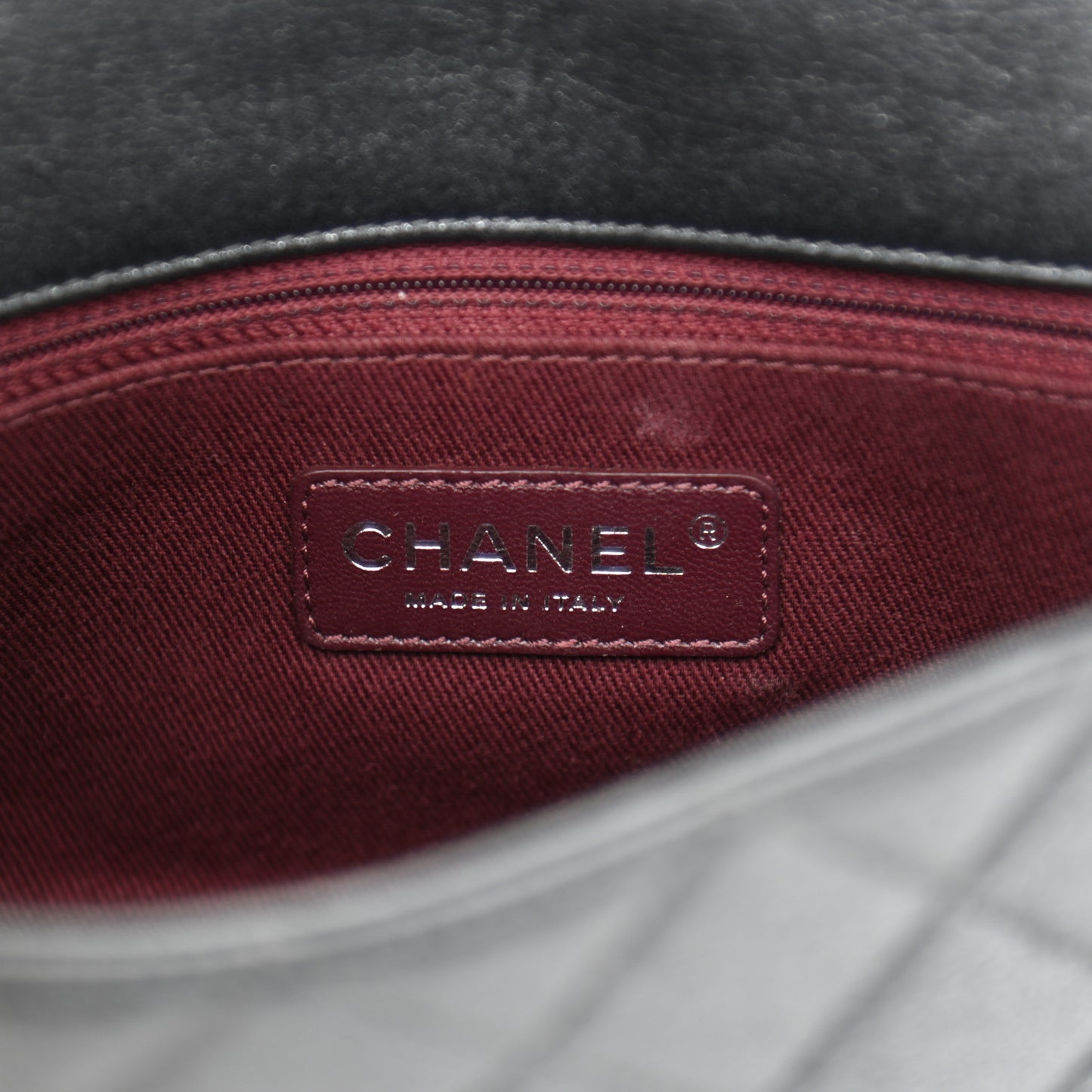 Iridescent Goatskin Quilted Small CC Eyelet Flap Dark Silver