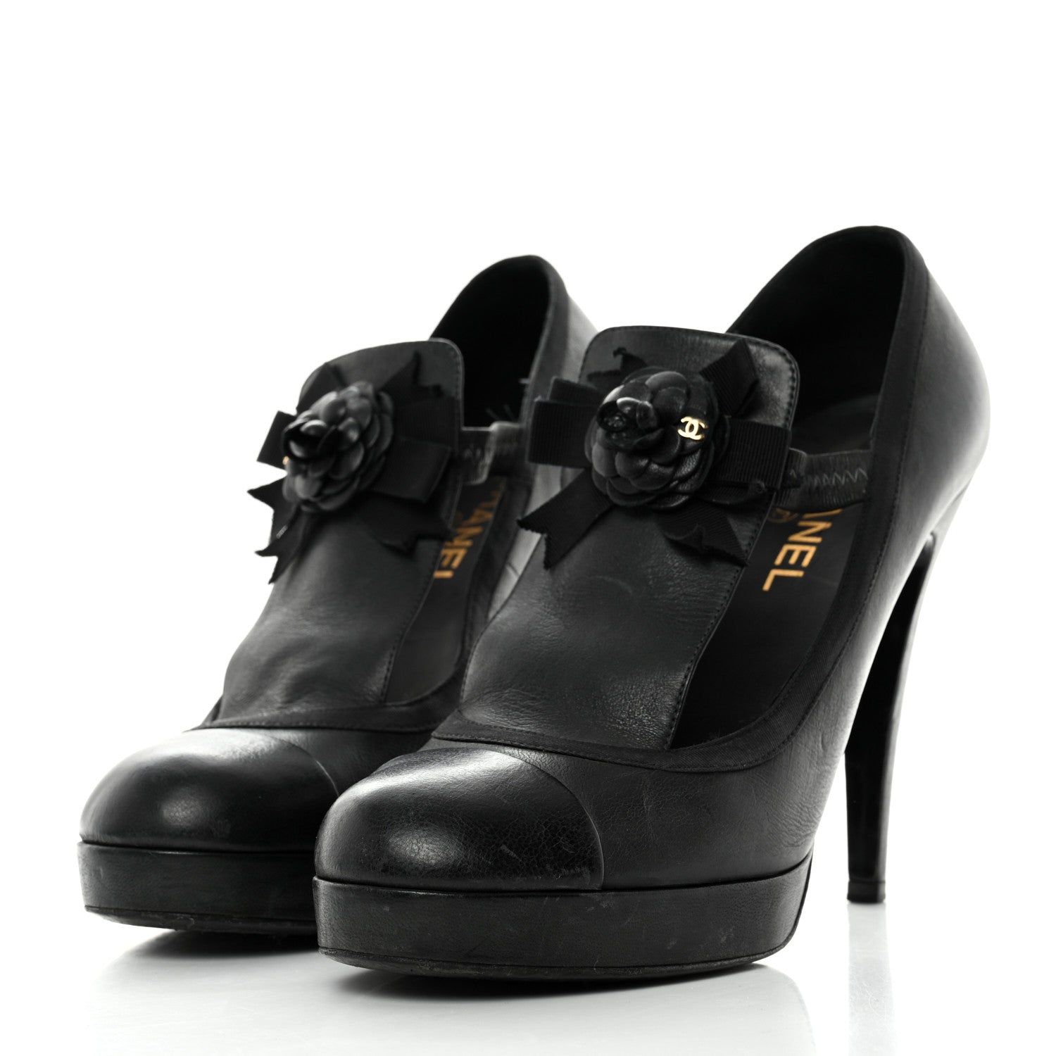 Chanel Lambskin Cap Toe Camellia CC Pumps 41 Black 3 of 11
