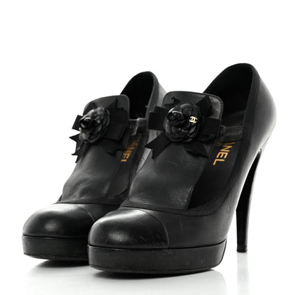 Chanel Lambskin Cap Toe Camellia CC Pumps 41 Black 3 of 11