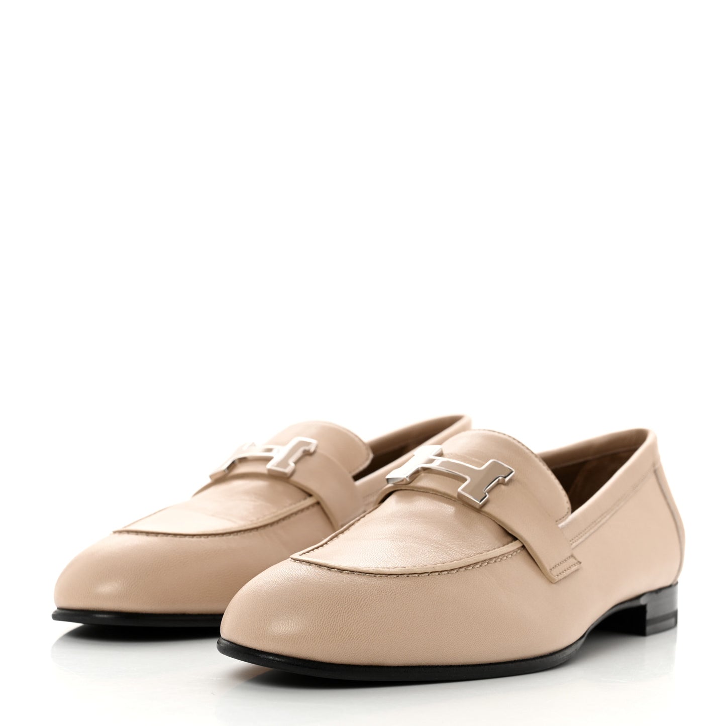 Chevre Womens Paris Loafers 38.5 Beige Nude