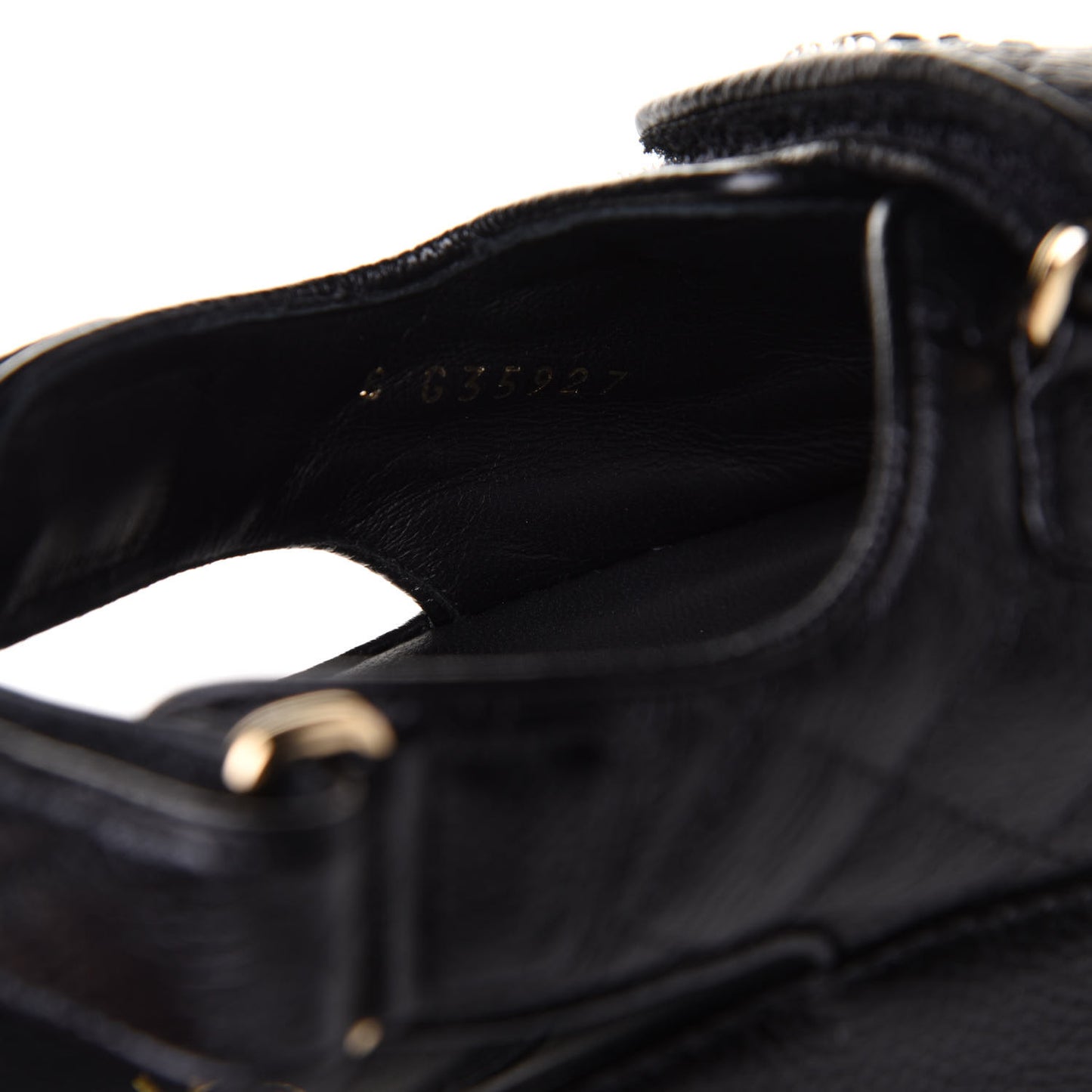 Grained Calfskin Velcro Dad Sandals 38.5 Black