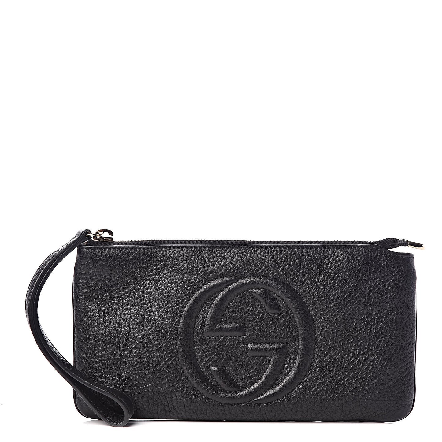 Pebbled Calfskin Soho Wristlet Black