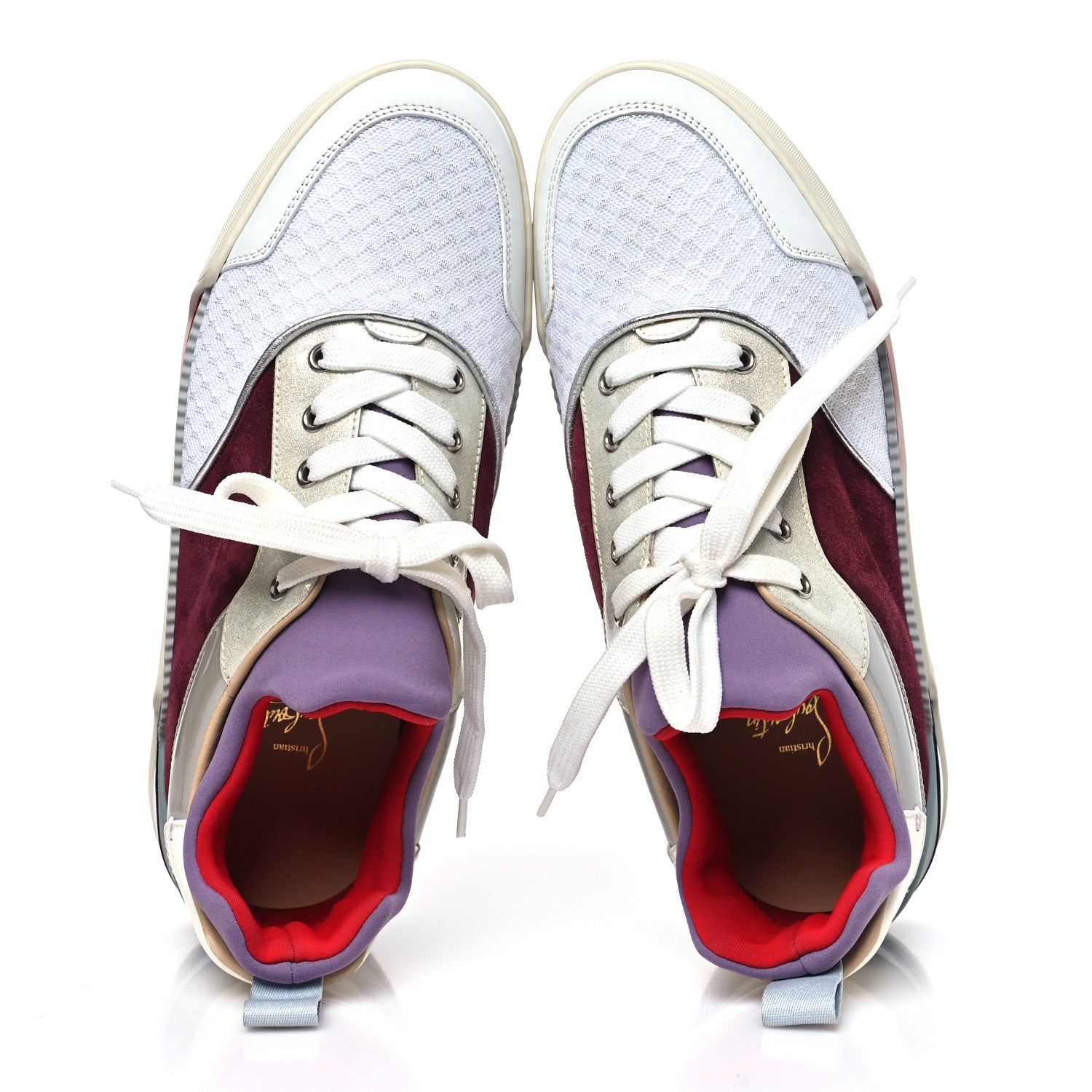 Christian Louboutin Calfskin Mesh Patent Glitter Veau Velours Aurelien Flat Sneakers 42 Version Multi 2 of 10