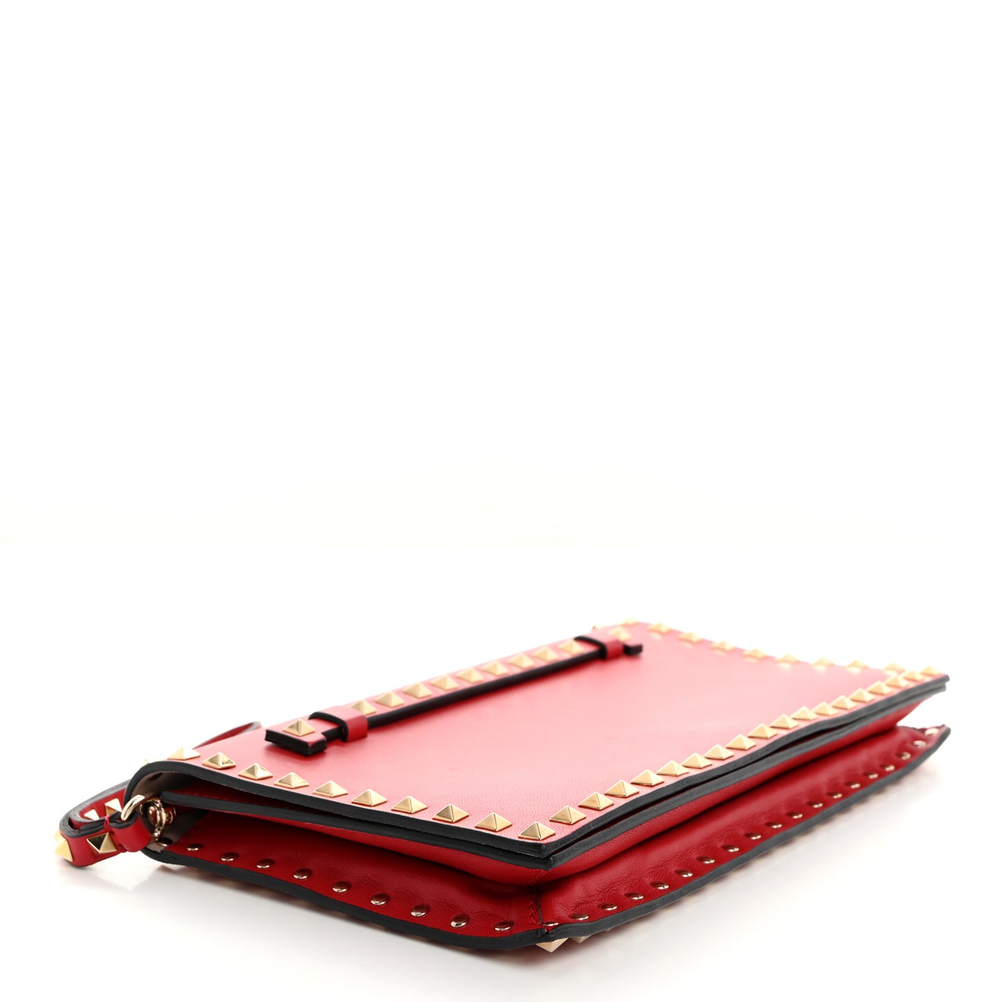Nappa Rockstud Wristlet Clutch Rosso Valentino
